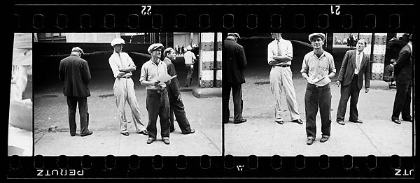 [Two 35mm Film Frames: Bystanders at Strike Rally on Waterfront, New York City], Walker Evans (American, St. Louis, Missouri 1903–1975 New Haven, Connecticut), Film negative