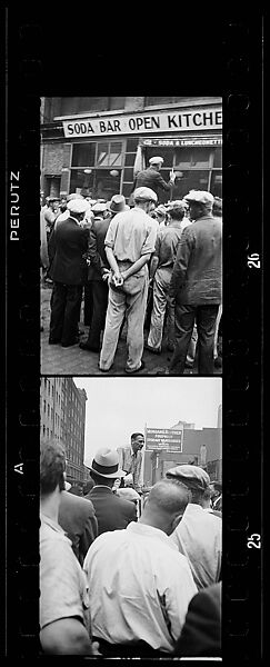 [Two 35mm Film Frames: Strike Rally on Waterfront, New York City], Walker Evans (American, St. Louis, Missouri 1903–1975 New Haven, Connecticut), Film negative
