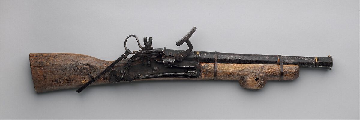 Miniature Snaphaunce Gun, Iron, wood, silver, brass, copper, Mongolian 