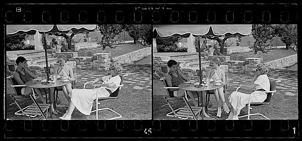 [Two 35mm Film Frames: Women Seated at Outdoor Table with Tennis Court in Distance at Country Club?], Walker Evans (American, St. Louis, Missouri 1903–1975 New Haven, Connecticut), Film negative