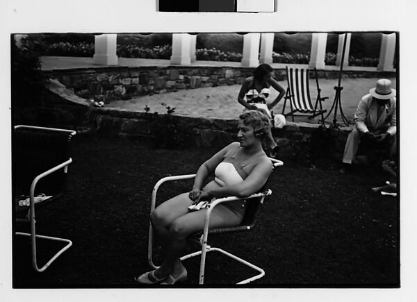 [Two 35mm Film Frames: Woman in Bathingsuit Seated in Tubular Chair at Country Club?], Walker Evans (American, St. Louis, Missouri 1903–1975 New Haven, Connecticut), Film negative 