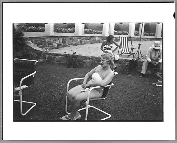 [Two 35mm Film Frames: Woman in Bathingsuit Seated in Tubular Chair at Country Club?], Walker Evans (American, St. Louis, Missouri 1903–1975 New Haven, Connecticut), Film negative