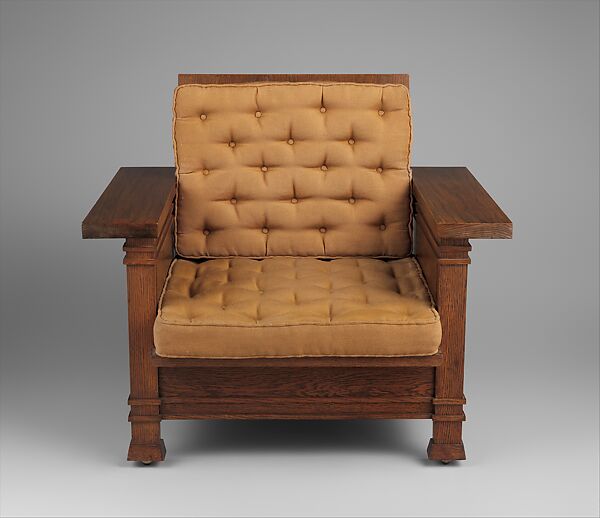 Armchair, Frank Lloyd Wright (American, Richland Center, Wisconsin 1867–1959 Phoenix, Arizona), White oak, wool, American