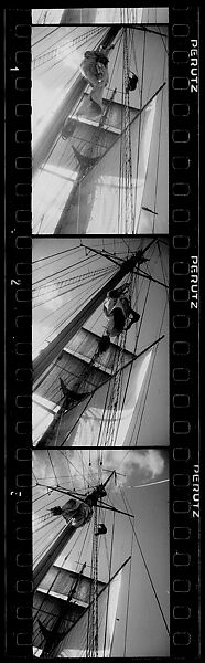 [Three 35mm Film Frames: South Seas: Cressida Sails and Mast with Sailor on Ladder], Walker Evans (American, St. Louis, Missouri 1903–1975 New Haven, Connecticut), Film negative