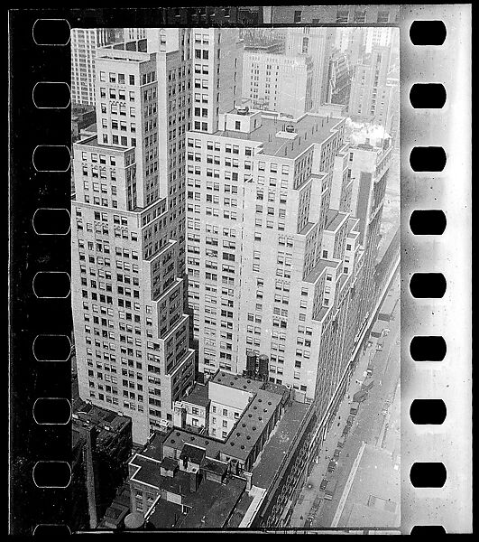 [One 35mm Film Frame: Step-Back Buildings, From Elevated Position, New York City], Walker Evans (American, St. Louis, Missouri 1903–1975 New Haven, Connecticut), Film negative
