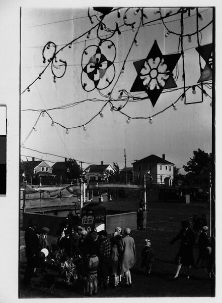 [Three 35mm Film Frames: Fairground Scenes with Hanging Electric Lights and Children on Swing Set], Walker Evans (American, St. Louis, Missouri 1903–1975 New Haven, Connecticut), Film negative 