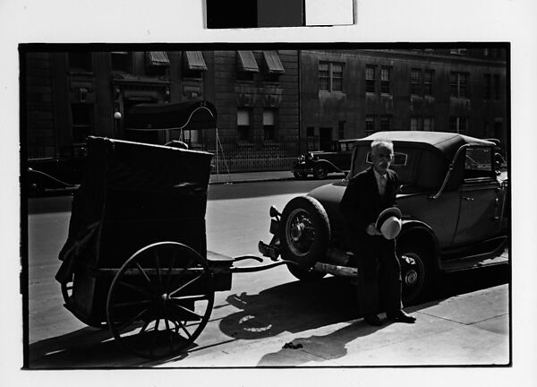 [Three 35mm Film Frames: Man and Covered Pull-Cart on Street, New York City], Walker Evans (American, St. Louis, Missouri 1903–1975 New Haven, Connecticut), Film negative