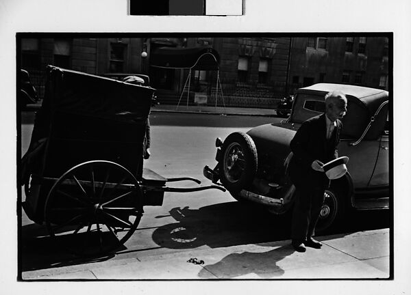 [Three 35mm Film Frames: Man and Covered Pull-Cart on Street, New York City], Walker Evans (American, St. Louis, Missouri 1903–1975 New Haven, Connecticut), Film negative