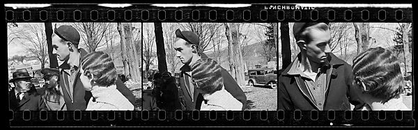 [Three 35mm Film Frames: Young Man and Woman at Outdoor Country Auction], Walker Evans (American, St. Louis, Missouri 1903–1975 New Haven, Connecticut), Film negative