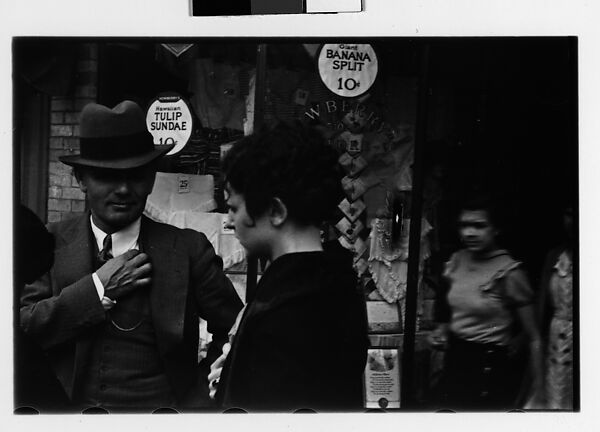 [Two 35mm Film Frames: Man and Two Women in Conversation on Street Outside Newberry's, New York City?], Walker Evans (American, St. Louis, Missouri 1903–1975 New Haven, Connecticut), Film negative