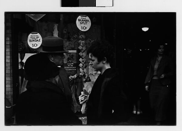 [Two 35mm Film Frames: Man and Two Women in Conversation on Street Outside Newberry's, New York City?], Walker Evans (American, St. Louis, Missouri 1903–1975 New Haven, Connecticut), Film negative 