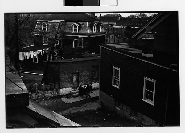 [Two 35mm Film Frames: Houses, Backyard and Clothesline, School Children and Parked Car on Street, Ossining, New York], Walker Evans (American, St. Louis, Missouri 1903–1975 New Haven, Connecticut), Film negative