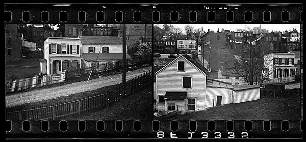 [Two 35mm Film Frames: Houses on Sloping Dirt Road with Picket Fences, Ossining, New York], Walker Evans (American, St. Louis, Missouri 1903–1975 New Haven, Connecticut), Film negative