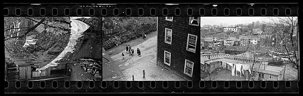 [Three 35mm Film Frames: Backyard Clotheslines, Children on Street, Houses on Hillside, Ossining, New York], Walker Evans (American, St. Louis, Missouri 1903–1975 New Haven, Connecticut), Film negative