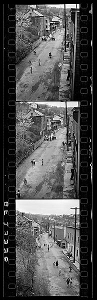 [Three 35mm Film Frames: Children on Hillside Street, From Elevated Position, Ossining, New York], Walker Evans (American, St. Louis, Missouri 1903–1975 New Haven, Connecticut), Film negative
