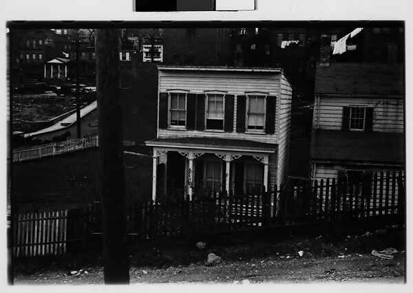 [Three 35mm Film Frames: Frame House Behind Fence on Sloping Street, Ossining, New York], Walker Evans (American, St. Louis, Missouri 1903–1975 New Haven, Connecticut), Film negative