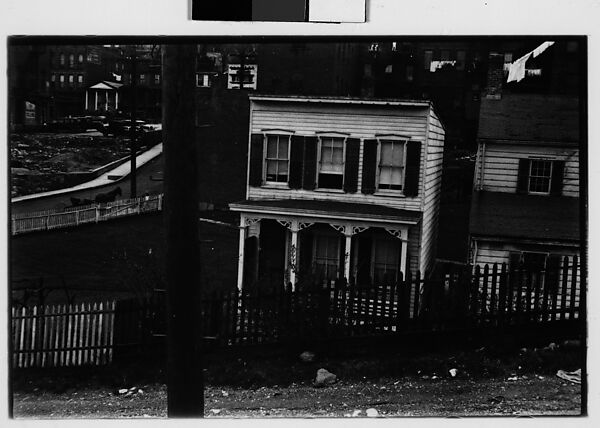 [Three 35mm Film Frames: Frame House Behind Fence on Sloping Street, Ossining, New York], Walker Evans (American, St. Louis, Missouri 1903–1975 New Haven, Connecticut), Film negative