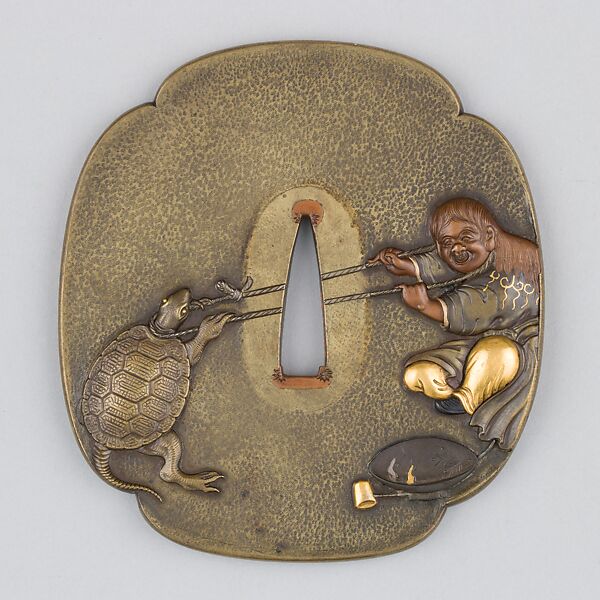 Sword Guard (Tsuba), Copper alloy (sentoku), gold, silver, copper, copper-gold alloy (shakudō), Japanese 