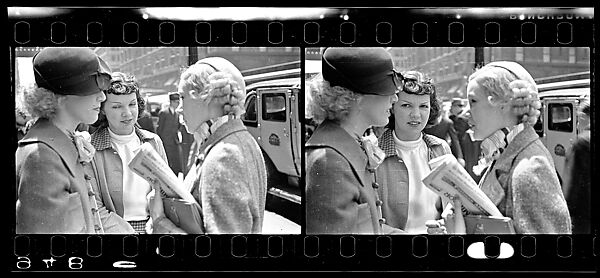 [Two 35mm Film Frames: Three Women in Conversation on Street, New York City?], Walker Evans (American, St. Louis, Missouri 1903–1975 New Haven, Connecticut), Film negative
