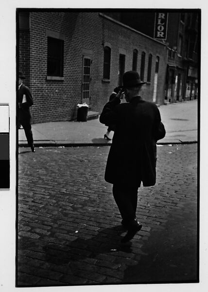 [Two 35mm Film Frames: Man in Bowler on Cobblestone Street, From Behind, New York City], Walker Evans (American, St. Louis, Missouri 1903–1975 New Haven, Connecticut), Film negative