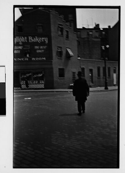 [Two 35mm Film Frames: Man in Bowler on Cobblestone Street, From Behind, New York City], Walker Evans (American, St. Louis, Missouri 1903–1975 New Haven, Connecticut), Film negative 