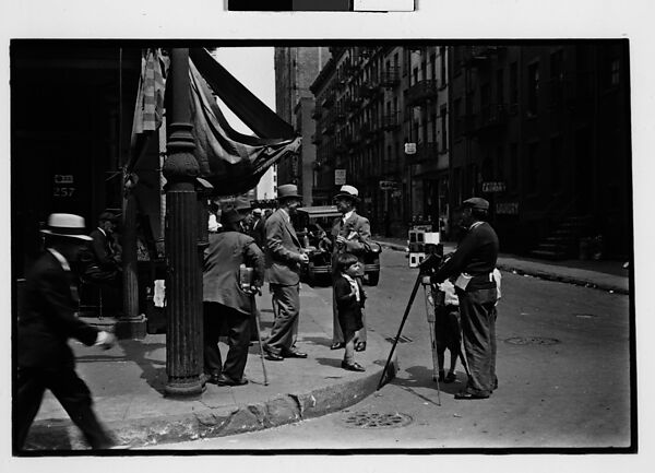 [Two 35mm Film Frames: Tintype Photographer and Group on Street Corner, New York City], Walker Evans (American, St. Louis, Missouri 1903–1975 New Haven, Connecticut), Film negative