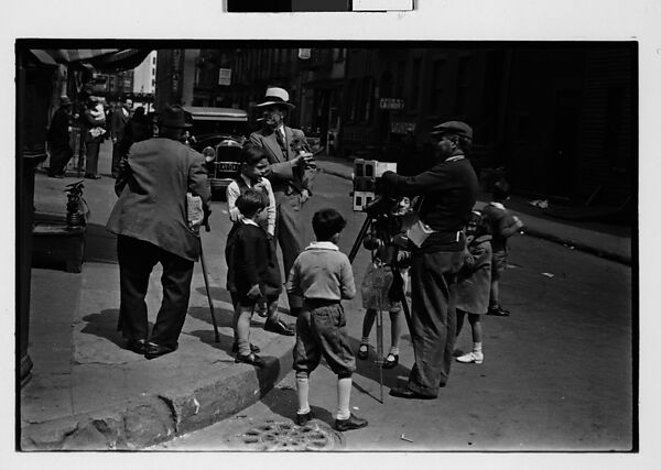[Two 35mm Film Frames: Tintype Photographer and Group on Street Corner, New York City], Walker Evans (American, St. Louis, Missouri 1903–1975 New Haven, Connecticut), Film negative