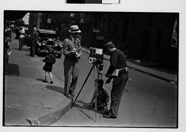 [Two 35mm Film Frames: Tintype Photographer and Man on Street Corner, New York City], Walker Evans (American, St. Louis, Missouri 1903–1975 New Haven, Connecticut), Film negative 