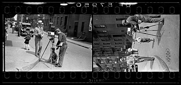 [Two 35mm Film Frames: Tintype Photographer and Man on Street Corner, New York City], Walker Evans (American, St. Louis, Missouri 1903–1975 New Haven, Connecticut), Film negative
