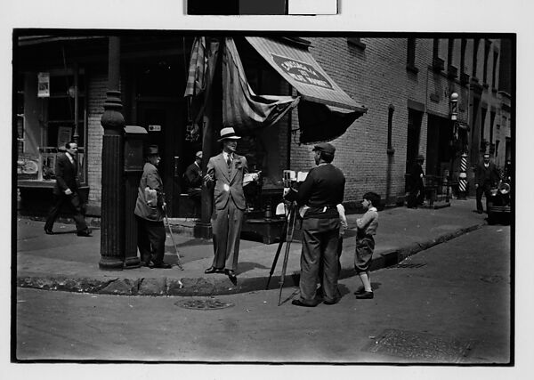 [Two 35mm Film Frames: Tintype Photographer and Man on Street Corner, New York City], Walker Evans (American, St. Louis, Missouri 1903–1975 New Haven, Connecticut), Film negative