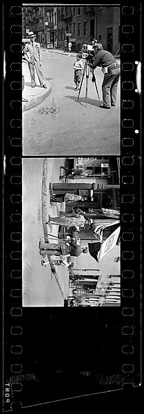 [Two 35mm Film Frames: Tintype Photographer and Man on Street Corner, New York City], Walker Evans (American, St. Louis, Missouri 1903–1975 New Haven, Connecticut), Film negative