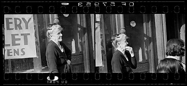[Two 35mm Film Frames: Old Woman on Sidewalk, New York City], Walker Evans (American, St. Louis, Missouri 1903–1975 New Haven, Connecticut), Film negative