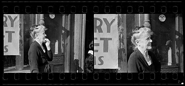 [Two 35mm Film Frames: Old Woman on Sidewalk, New York City], Walker Evans (American, St. Louis, Missouri 1903–1975 New Haven, Connecticut), Film negative