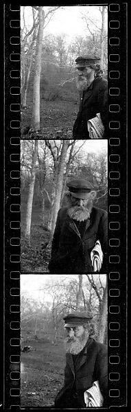 [Three 35mm Film Frames: Elderly Man in Woods Carrying Newspaper], Walker Evans (American, St. Louis, Missouri 1903–1975 New Haven, Connecticut), Film negative