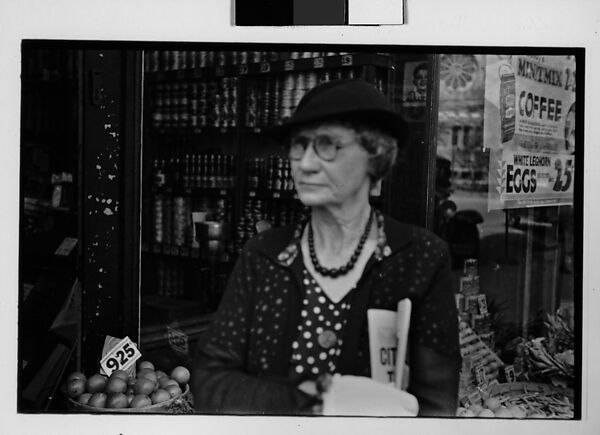 [Two 35mm Film Frames: Old Woman Outside Main Street Grocery Store, Ossining, New York], Walker Evans (American, St. Louis, Missouri 1903–1975 New Haven, Connecticut), Film negative