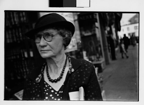 [Two 35mm Film Frames: Old Woman Outside Main Street Grocery Store, Ossining, New York], Walker Evans (American, St. Louis, Missouri 1903–1975 New Haven, Connecticut), Film negative