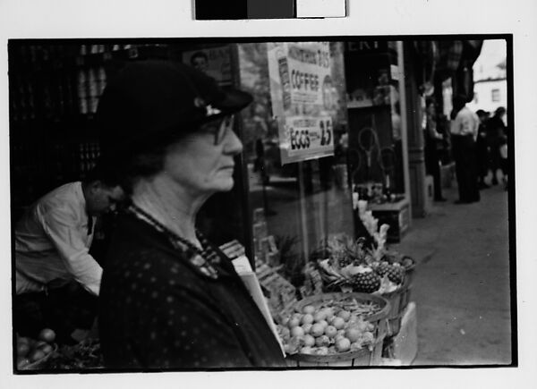 [Two 35mm Film Frames: Old Woman Outside Main Street Grocery Store, Ossining, New York], Walker Evans (American, St. Louis, Missouri 1903–1975 New Haven, Connecticut), Film negative