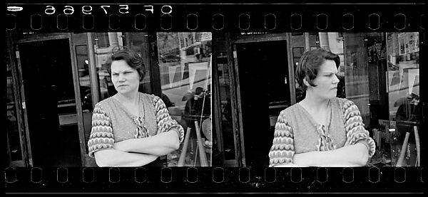 [Two 35mm Film Frames: Woman Outside Main Street Sports Shop, Ossining, New York], Walker Evans (American, St. Louis, Missouri 1903–1975 New Haven, Connecticut), Film negative