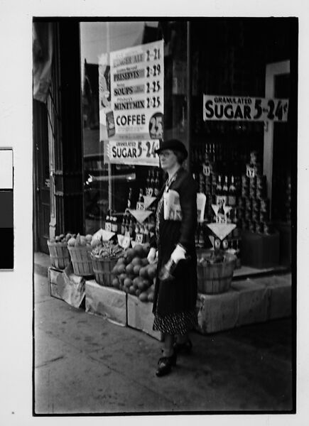 [Two 35mm Film Frames: Woman Outside Main Street Sports Shop, Old Woman Outside Main Street Grocery Store, Ossining, New York], Walker Evans (American, St. Louis, Missouri 1903–1975 New Haven, Connecticut), Film negative