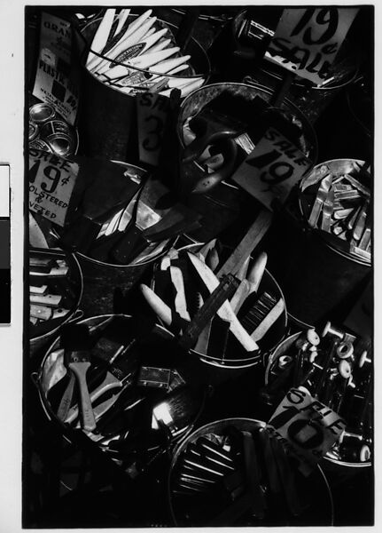 [Three 35mm Film Frames: Hardware Store Display of Paintbrushes in Buckets, Brooklyn, New York], Walker Evans (American, St. Louis, Missouri 1903–1975 New Haven, Connecticut), Film negative