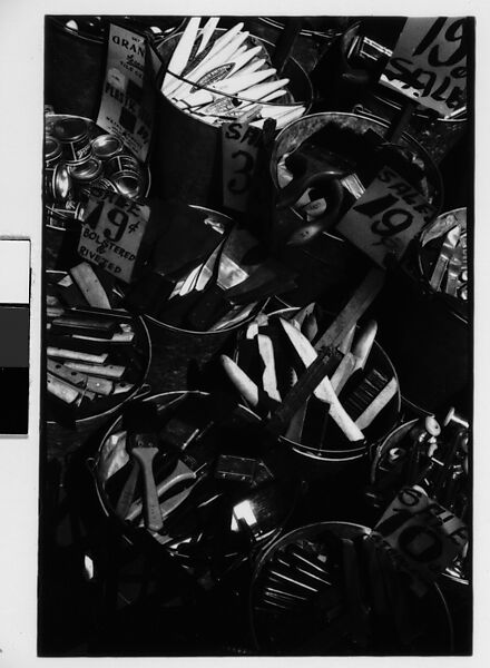 [Three 35mm Film Frames: Hardware Store Display of Paintbrushes in Buckets, Brooklyn, New York], Walker Evans (American, St. Louis, Missouri 1903–1975 New Haven, Connecticut), Film negative 