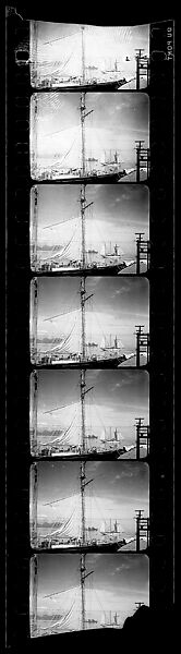 [South Seas: Seven Motion Picture Film Frames of Sailing Ship in Port], Walker Evans (American, St. Louis, Missouri 1903–1975 New Haven, Connecticut), Film negative