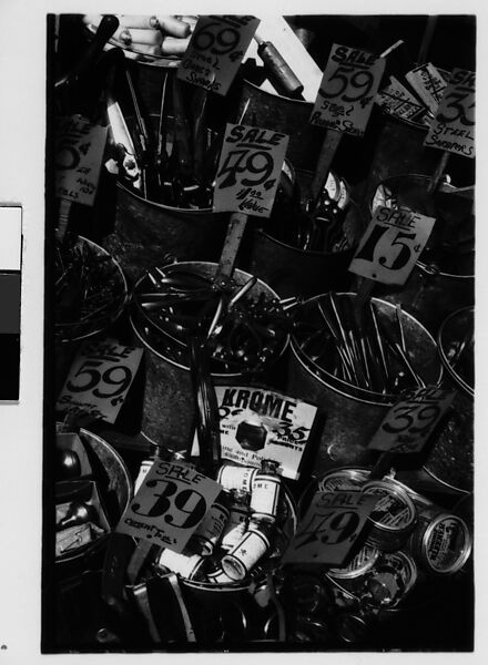 [Three 35mm Film Frames: Hardware Store Display of Tools in Buckets and Hanging Shears, Brooklyn, New York], Walker Evans (American, St. Louis, Missouri 1903–1975 New Haven, Connecticut), Film negative 