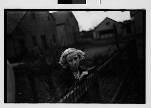 [Five 35mm Film Frames: Girl Leaning on Wire Fence in Yard, Vicinity Bethlehem, Pennsylvania], Walker Evans (American, St. Louis, Missouri 1903–1975 New Haven, Connecticut), Film negative
