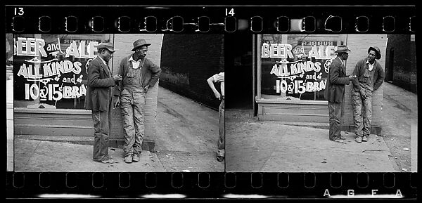 [Two 35mm Film Frames: Two Men in Front of Liquor Store Window, Georgia], Walker Evans (American, St. Louis, Missouri 1903–1975 New Haven, Connecticut), Film negative