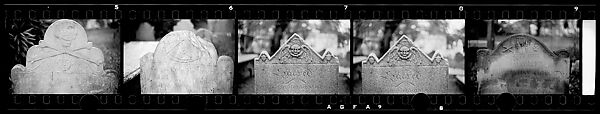[Five 35mm Film Frames: Gravestone, Beaufort or Charleston, South Carolina?], Walker Evans (American, St. Louis, Missouri 1903–1975 New Haven, Connecticut), Film negative