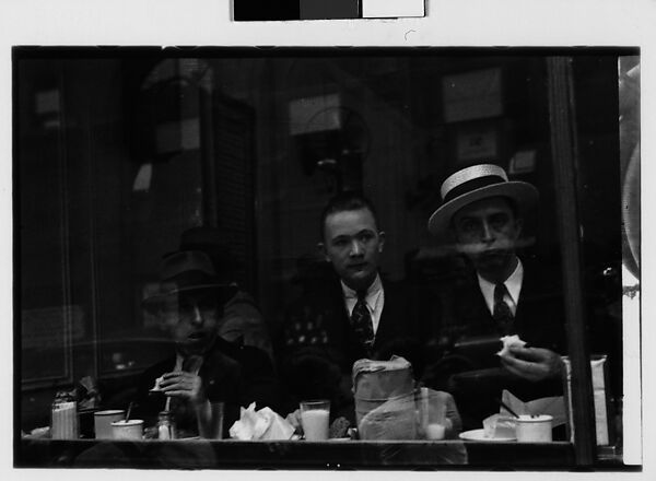 [Three 35mm Film Frames: Men Eating at Lunch Counter Window, Lexington Avenue, New York City], Walker Evans (American, St. Louis, Missouri 1903–1975 New Haven, Connecticut), Film negative