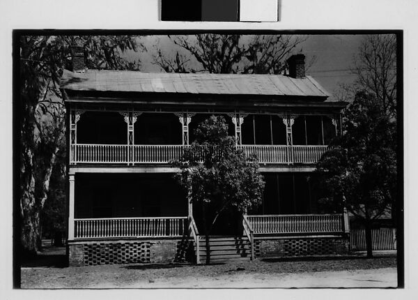 [Five 35mm Film Frames: House with Decorative Trim in Full-Façade Balcony, Gravestone, Georgia], Walker Evans (American, St. Louis, Missouri 1903–1975 New Haven, Connecticut), Film negative 