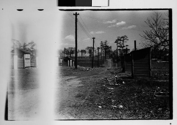[Five 35mm Film Frames: Wooden Shacks on Dirt Road, Roadside Building with Painted Billboard of Franklin Delano Roosevelt on Roof, Southeastern U.S.], Walker Evans (American, St. Louis, Missouri 1903–1975 New Haven, Connecticut), Film negative 