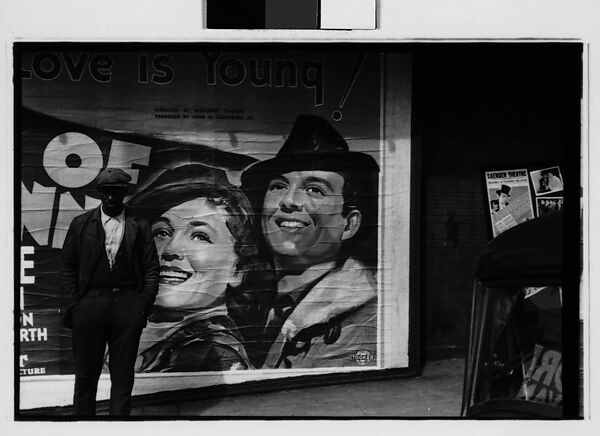 [Five 35mm Film Frames: Man on Sidewalk, in Front of Movie Poster, Vicksburg or New Orleans], Walker Evans (American, St. Louis, Missouri 1903–1975 New Haven, Connecticut), Film negative